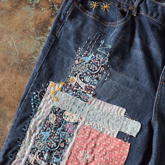 1822 Denim Embellished Jeans Plus Size 20W Taylor Fit Patchwork Embroidered - Picture 2 of 11